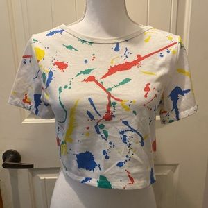 Vintage Wrangler Paint Splatter Design Crop Top